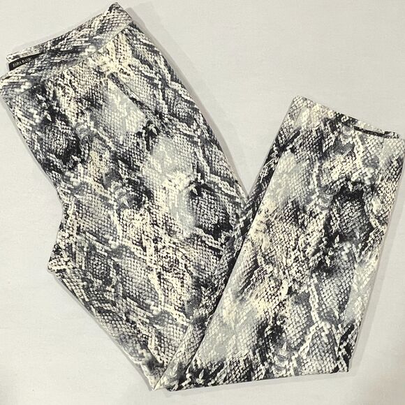 ~ ZARA Basic MED Snakeskin Pattern High Rise White Grey Black Cream Lightweight - Picture 5 of 13